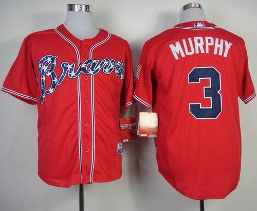 Braves #3 Dale Murphy Red Cool Base Stitched MLB Jersey - Click Image to Close